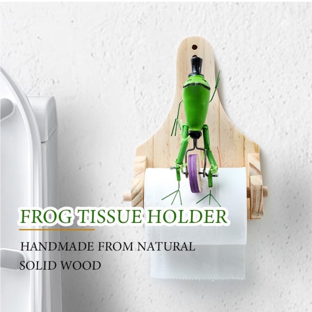 Whimsical Green Frog Toilet Paper Holder - Picture 3 of 3